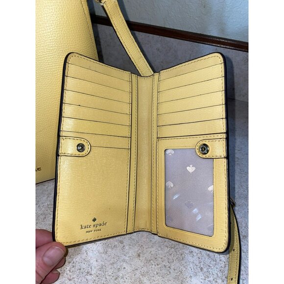 Kate Spade Darcy Small Bucket Bag & Wallet Set Grain Leather Daybreak Yellow Cro - Picture 9 of 9